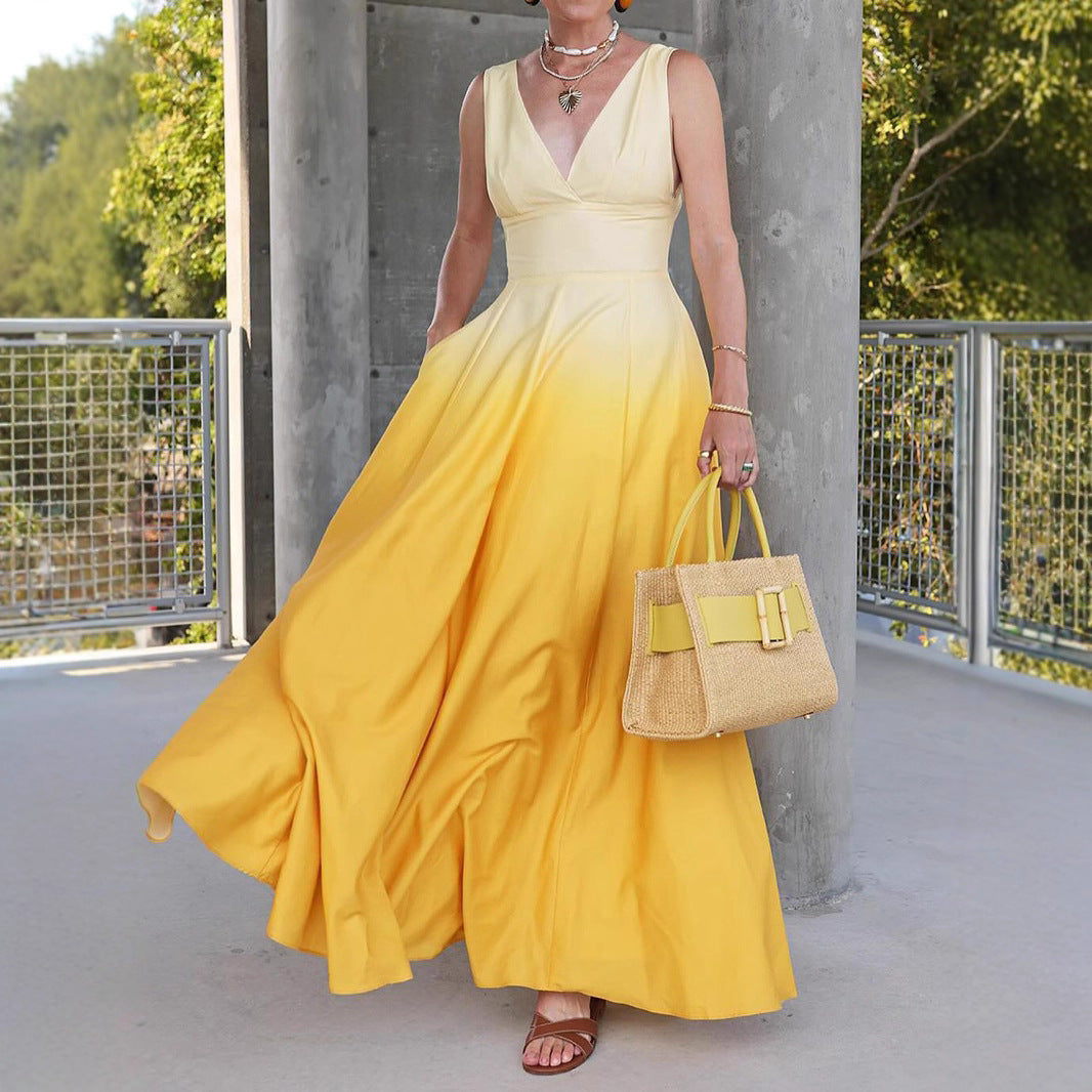 Ladies Elegant Chic Flared Maxi Dress