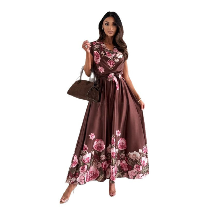 Maxi floral dress for women, wrap dress with elegant slit, chic and stylish