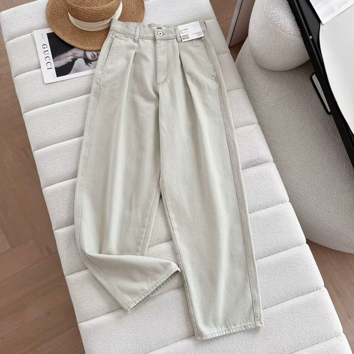Pantalons chino larges pour femmes avec taille haute et poches pratiques Chic & Stil