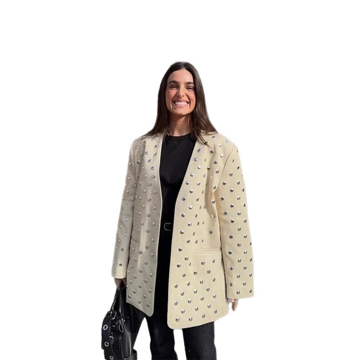 Elegant blazer jacket for women with glamorous stone appliqués Lune London
