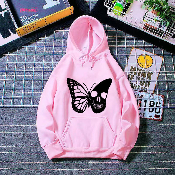 Women's hooded sweatshirt with creative butterfly skeleton design Chic & Stil