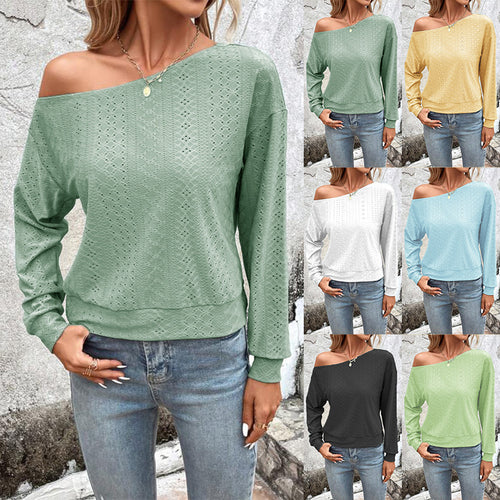 Casual women's sweatshirt with asymmetrical cut and hole pattern Lune London