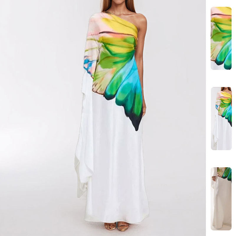 Robe maxi pour femme avec design asymétrique et dégradé de couleurs artistique Chic & Stil