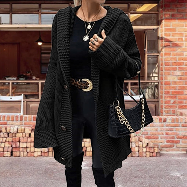 Ladies Thick Knit Cardigan with a relaxed fit and modern button details Lune London