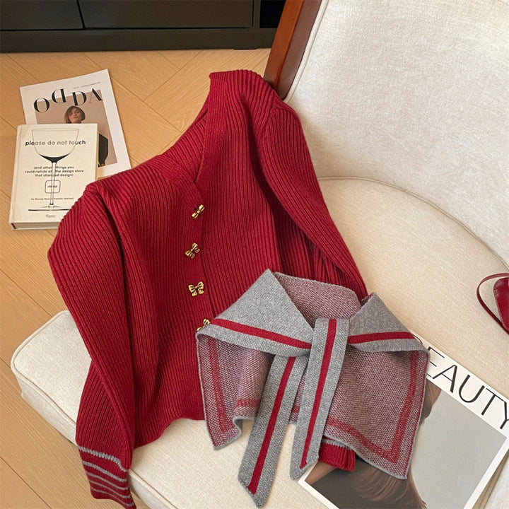 Cardigan féminin avec col nautique et boutons décoratifs Chic & Stil