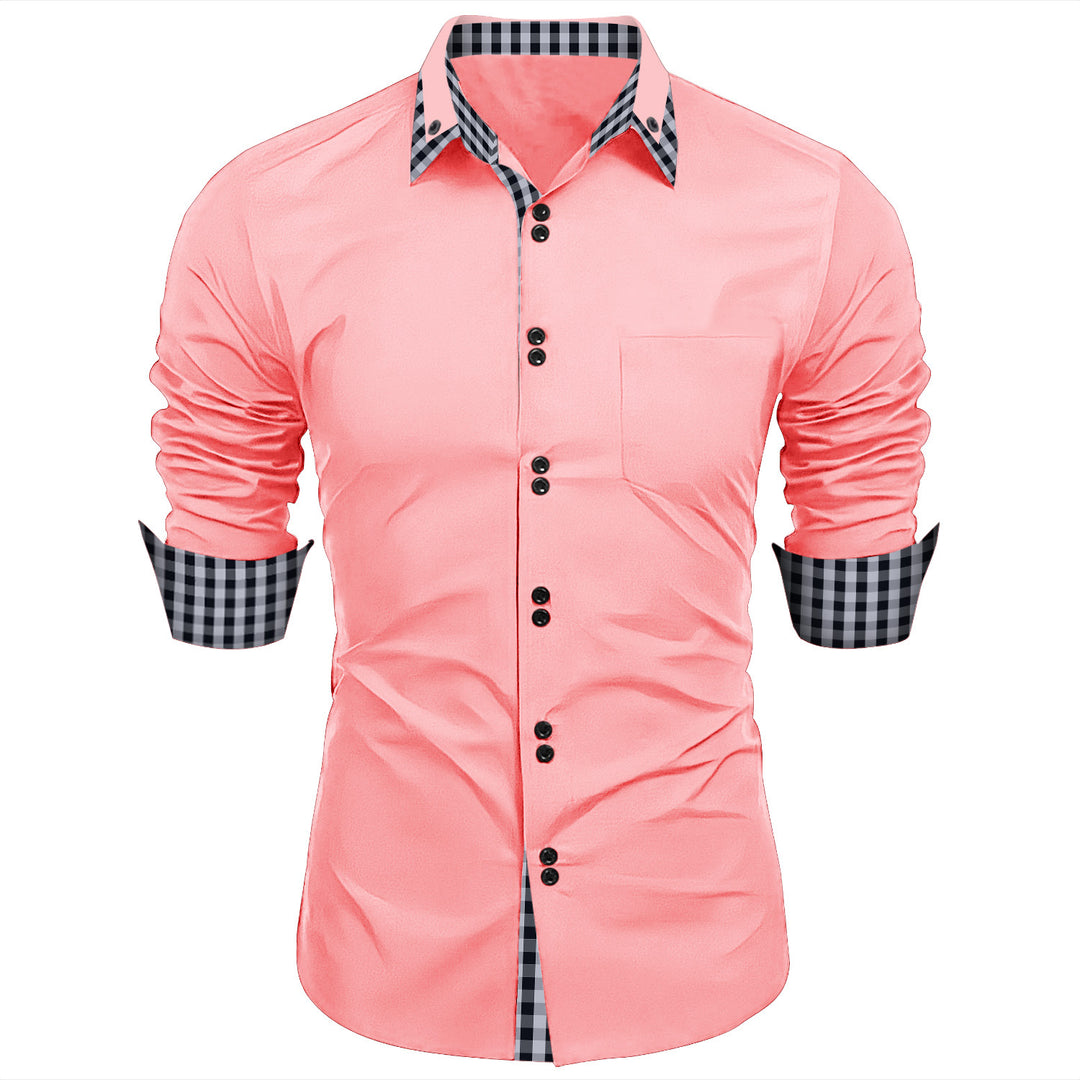Premium long-sleeve shirt for men with contrasting button and cuff Lune London