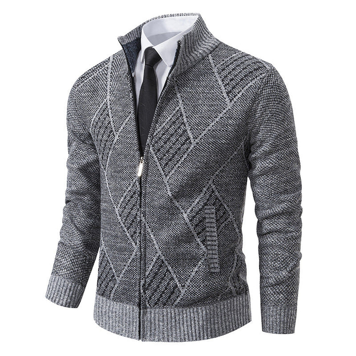 Men's Cardigan with Modern Pattern and Slim Fit Lune London