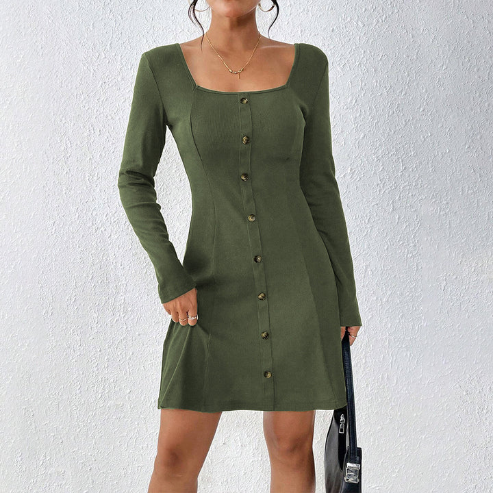 Robe à boutons pour femmes avec manches longues et décolleté carré Chic & Stil