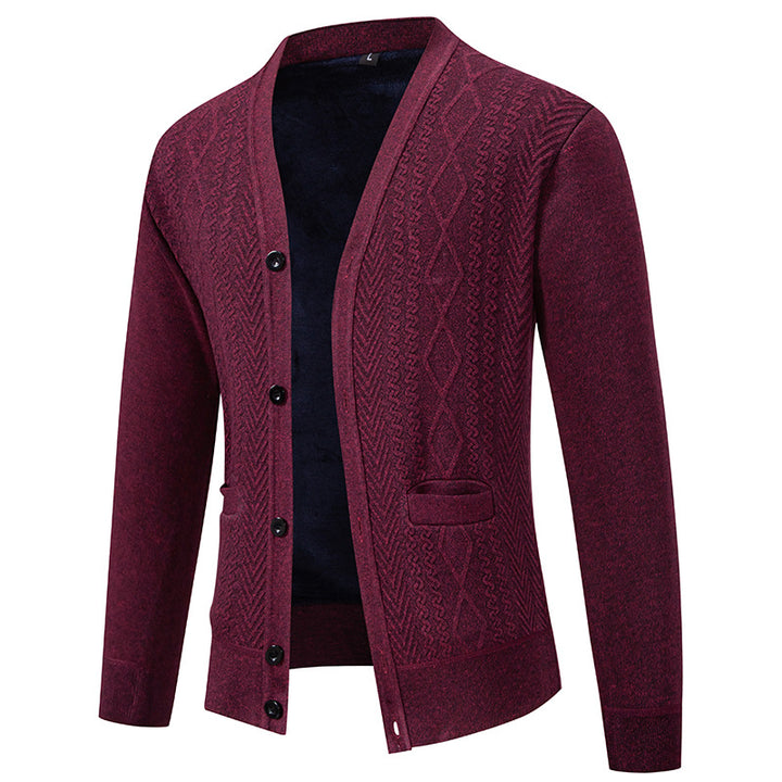Men's knitted jacket with textured design and button closure Lune London