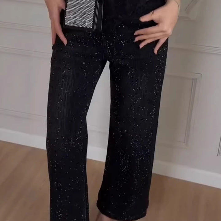 Jean large à paillettes pour femmes avec texture élégante Chic & Stil