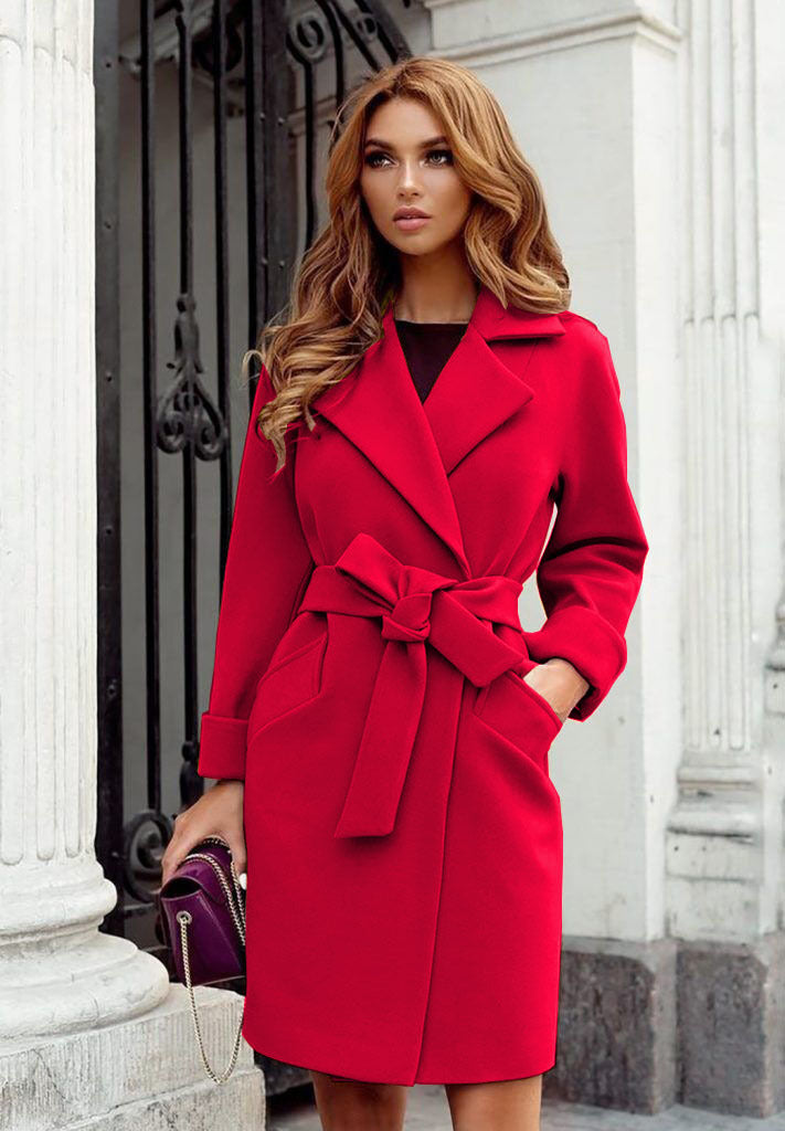 Ladies Elegant Trench Coat with Belt and Practical Pockets Lune London