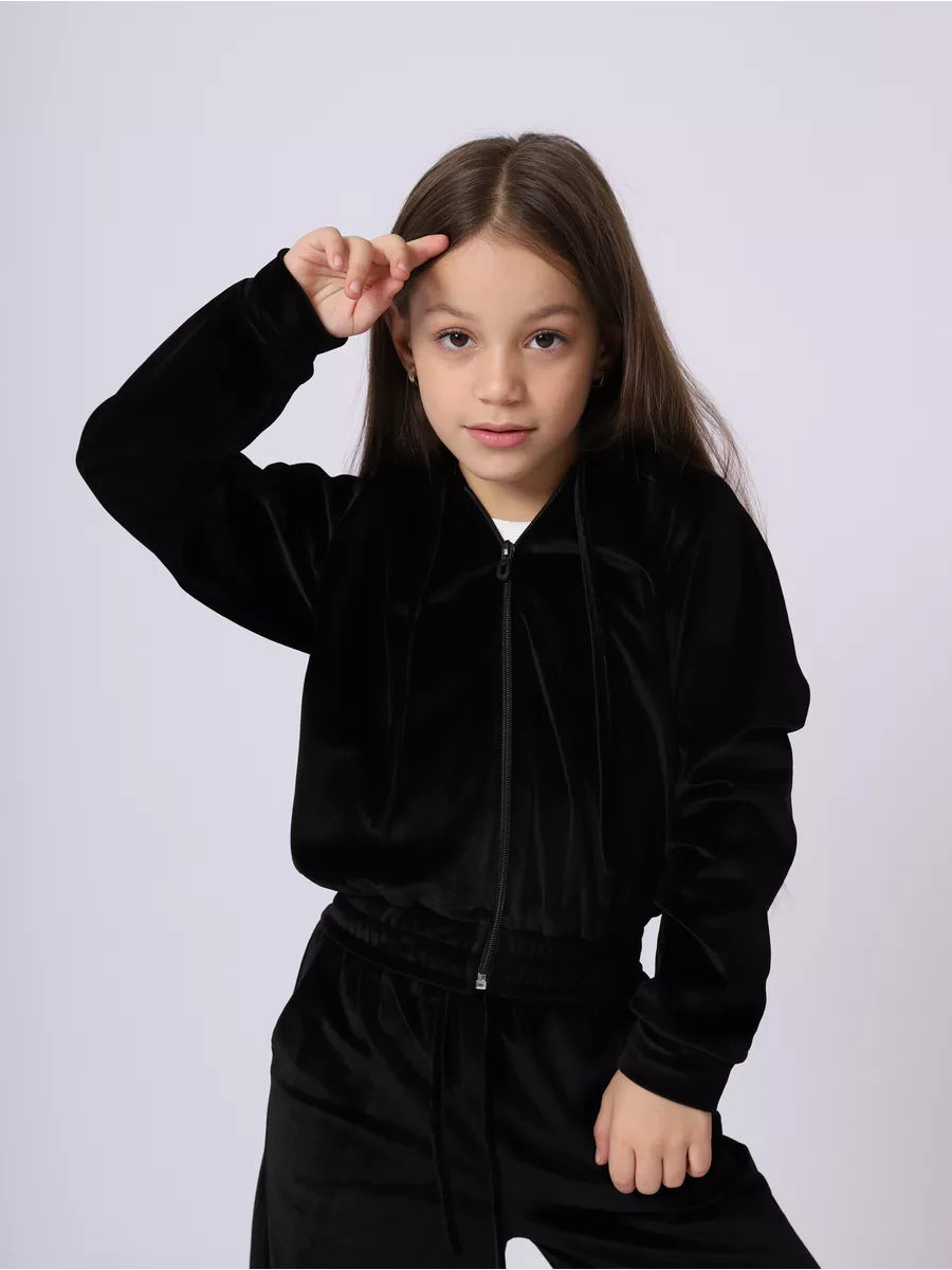 Ladies Sporty Velour Set with Hood and Elastic Waistband Lune London