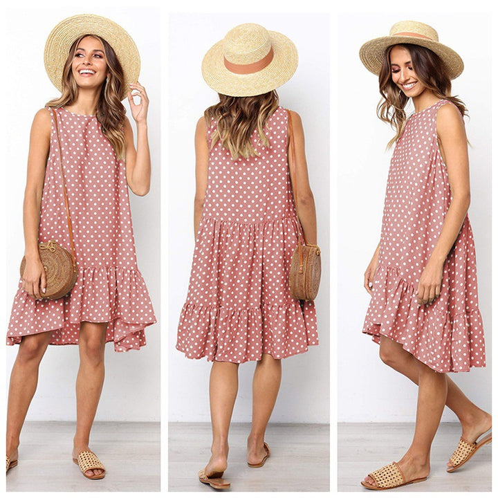Robe d'été A-line pour femme avec ourlet volanté et pois Chic & Stil