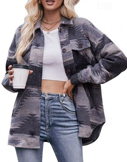 Oversized blouse jacket for women with decorative pattern Lune London
