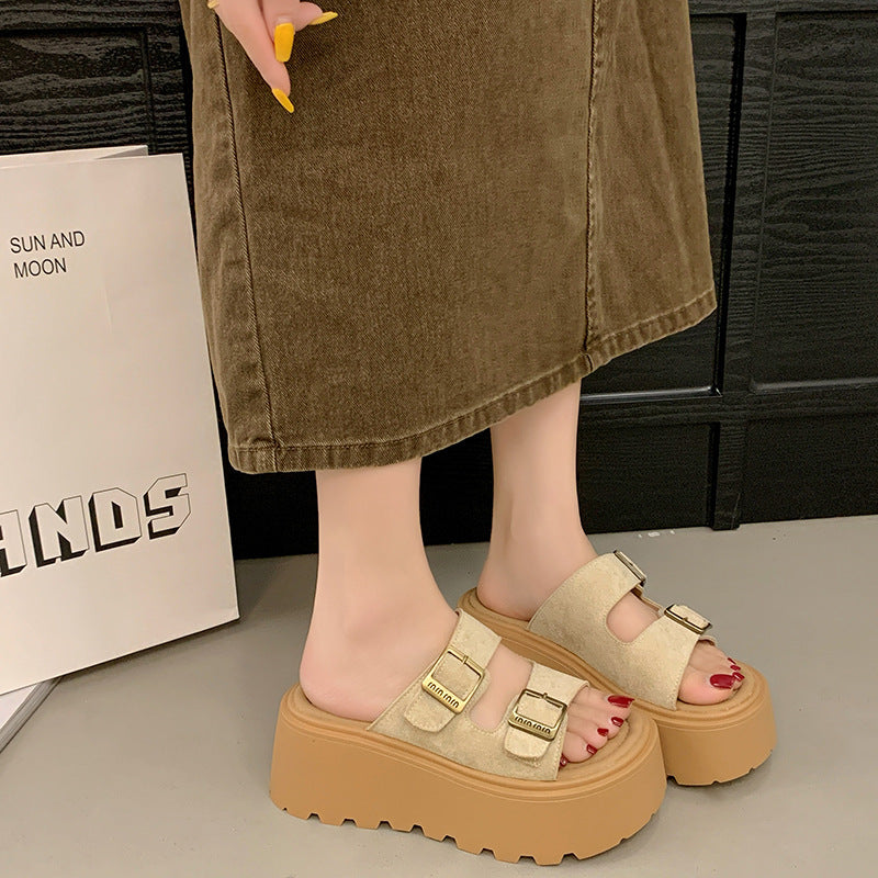 Women's platform sandals with double strap design and non-slip sole Lune London