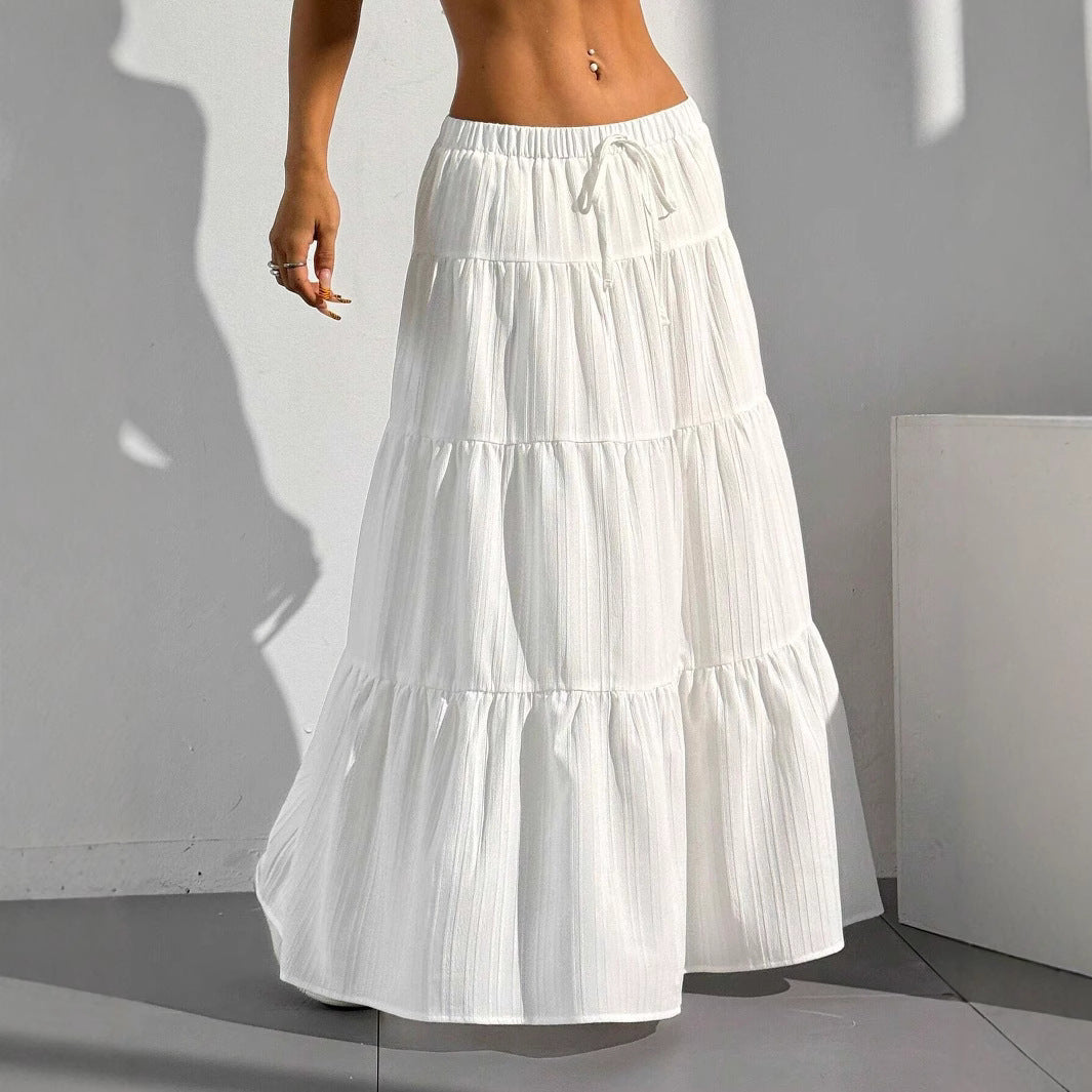 Maxi skirt for women with voluminous ruffles and side slit details Lune London