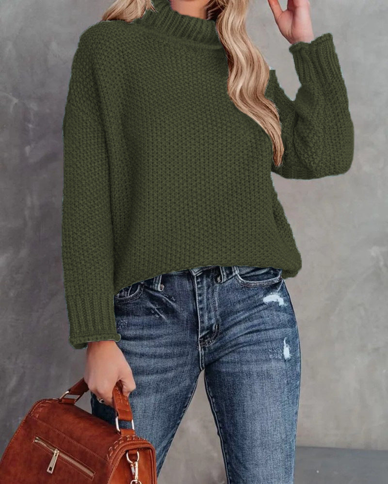 Comfortable knitted sweater for women with a high collar and airy structure Lune London