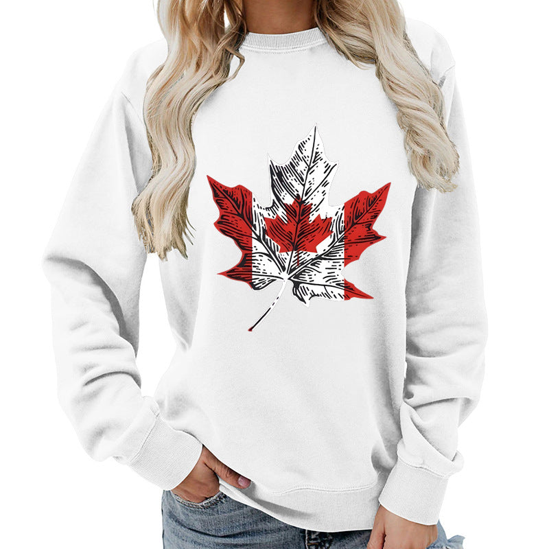 Sweat-shirt pour femmes avec motif créatif de feuille d'érable et coupe confortable Chic & Stil