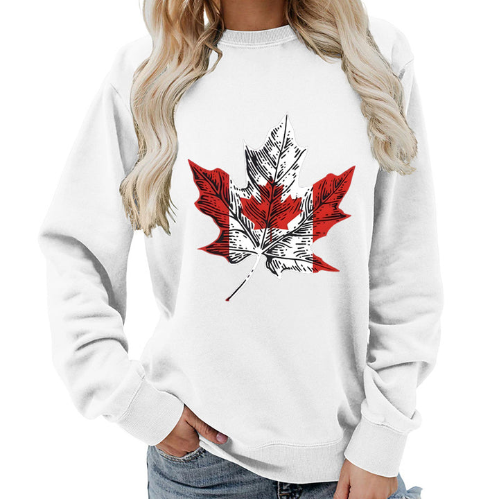 Sweat-shirt pour femmes avec motif créatif de feuille d'érable et coupe confortable Chic & Stil