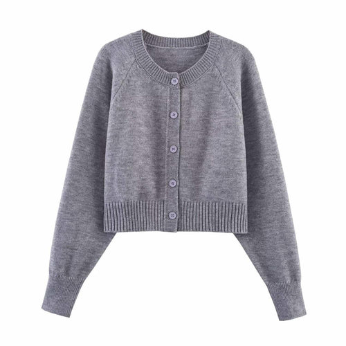 Cropped knit jacket for women with button details and elastic waistband Lune London