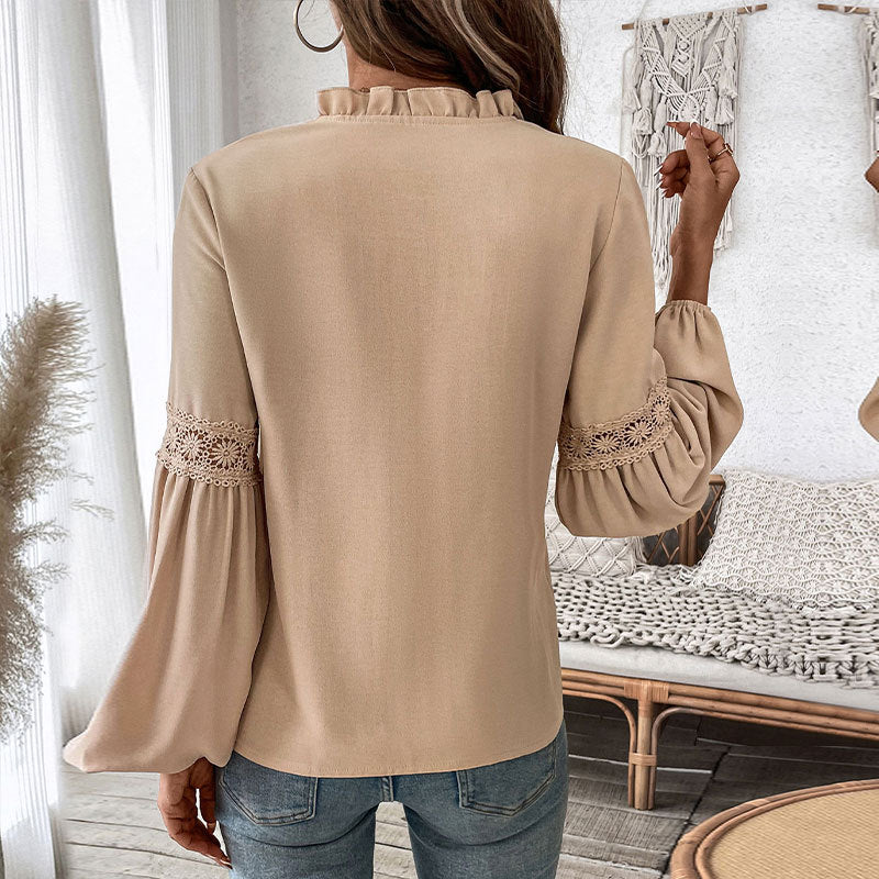 Elegant blouse for women with ruffle details and fine pleats Lune London