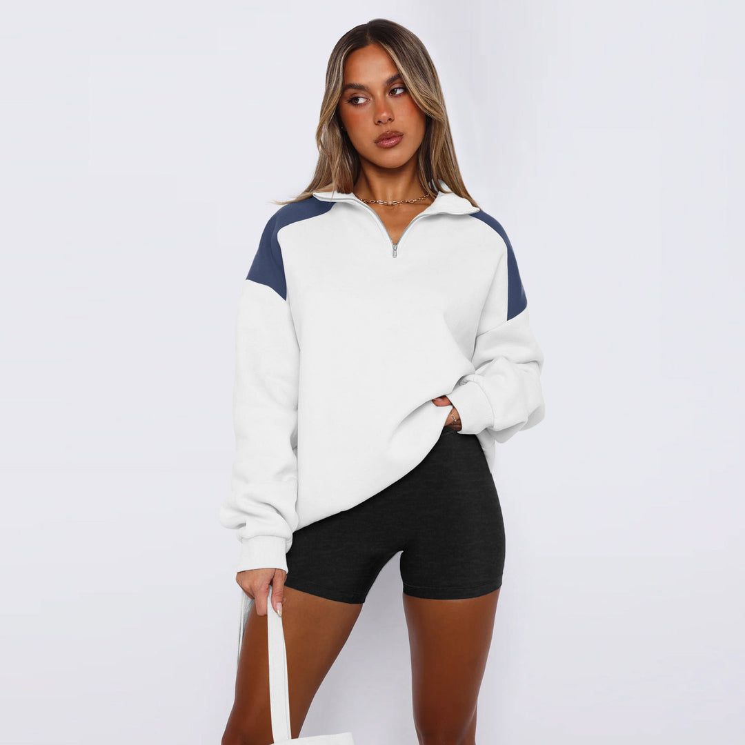Ladies Sports Sweatshirt with High Collar and Zipper Lune London