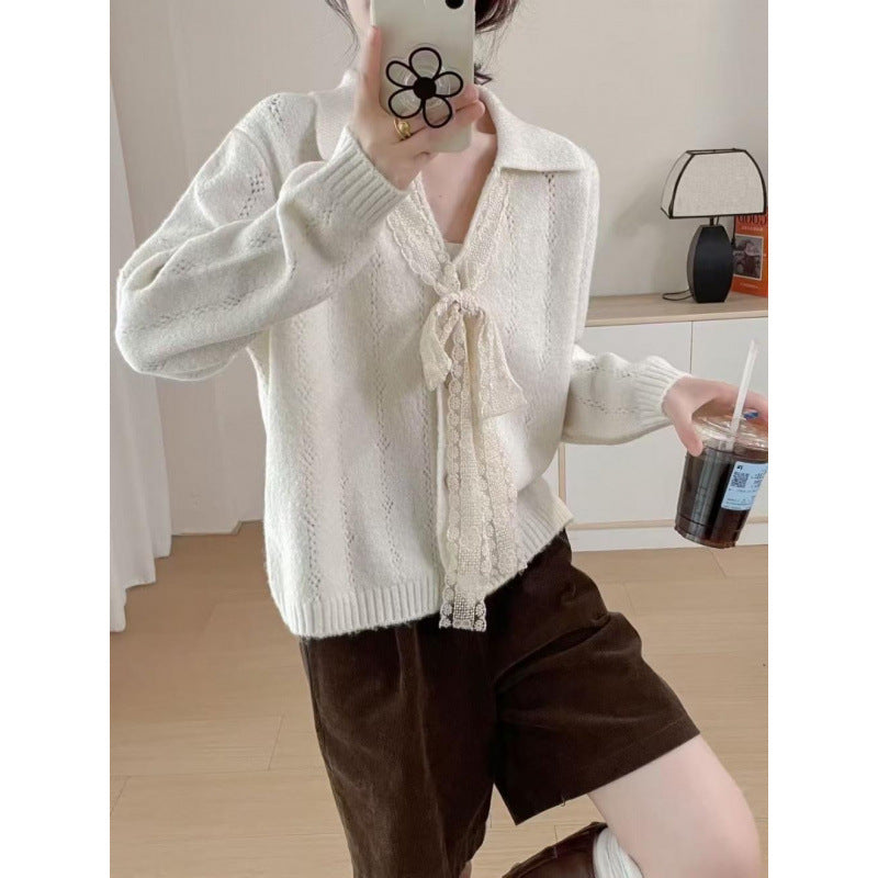 Pull en cachemire pour femmes avec détails en dentelle et coupe décontractée Chic & Stil