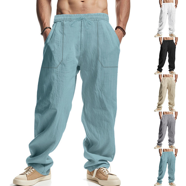 Casual linen trousers for men with elastic waistband and side pockets Lune London