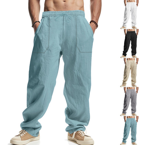 Casual linen trousers for men with elastic waistband and side pockets Lune London