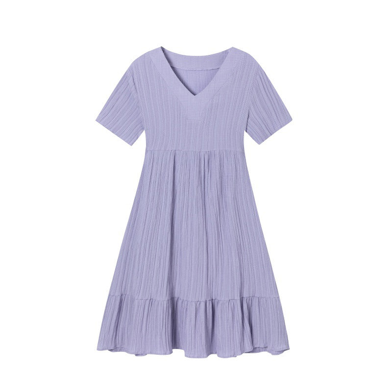 Lune London V neck ruffled fluid dress for women