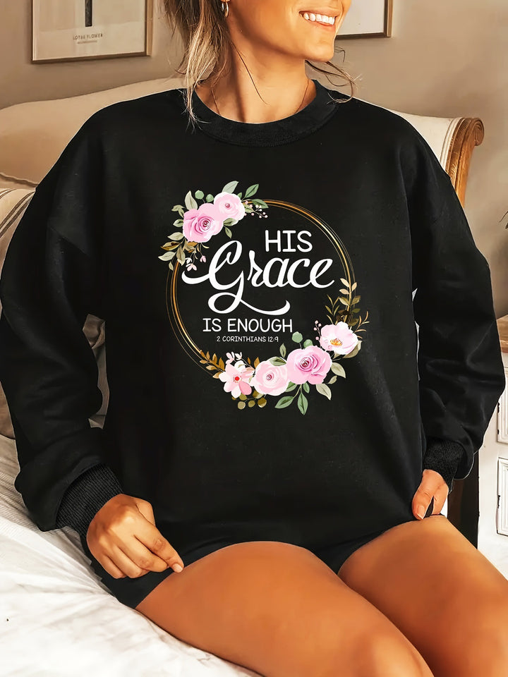 Sweat-shirt pour femmes avec lettres motivantes et design floral Chic & Stil