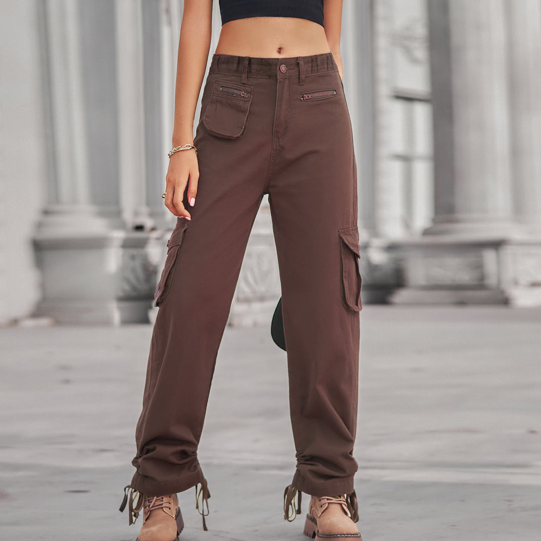 Women’s cargo pants with deep practical pockets and an adjustable hem Lune London