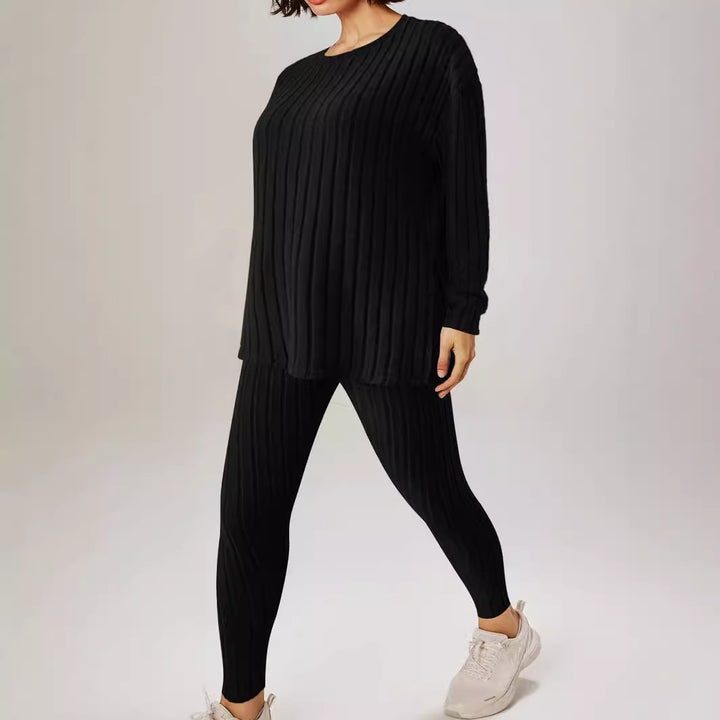 Women Casual Knit Set with Ribbed Structure and Loose Fit Lune London