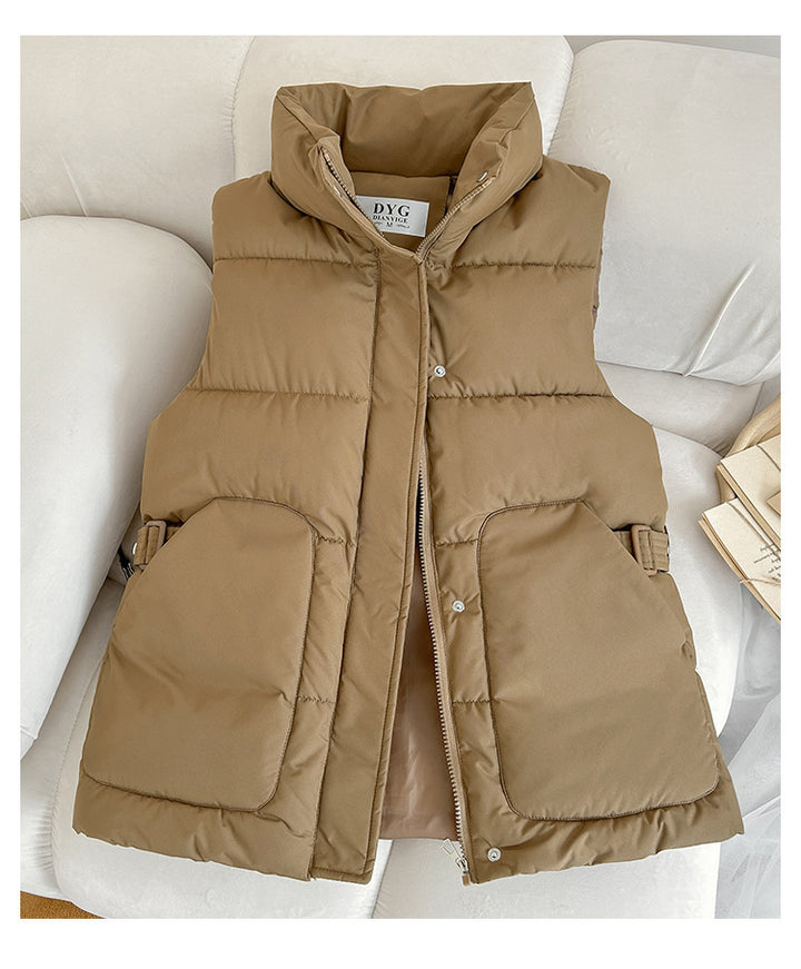 Lady Satin Vest with High Collar and Practical Pockets Lune London