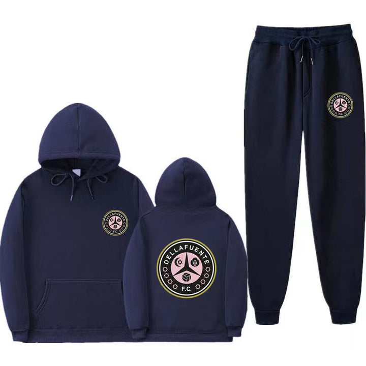Women's comfortable leisure lounge suit with kangaroo pocket and modern logo Lune London