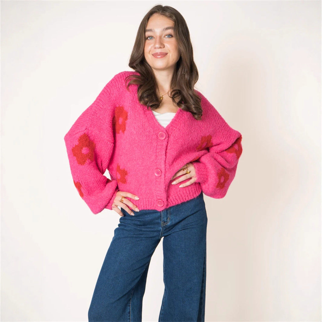Gilet pour dames avec motif floral et manches volumineuses Chic & Stil