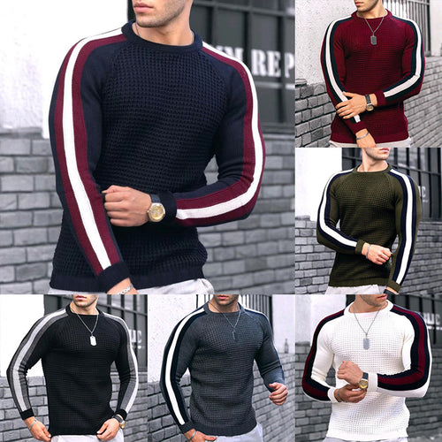 Men's knit sweater with sporty stripes Lune London