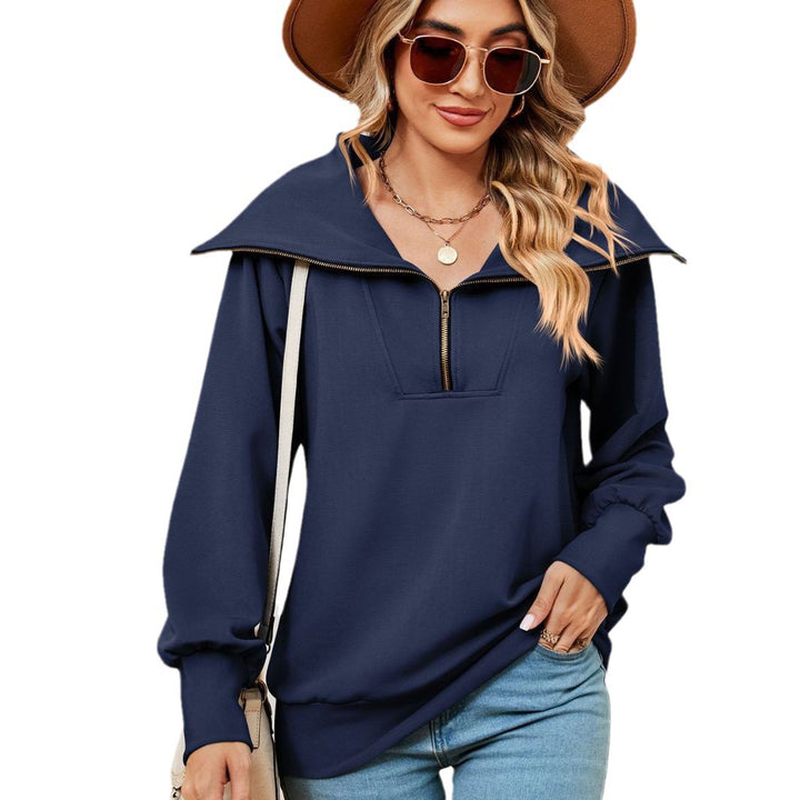 Women's sweater with modern high collar and zipper Lune London