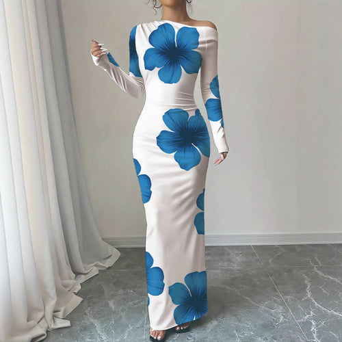 Elegant long dress with long sleeves for ladies with floral pattern Lune London