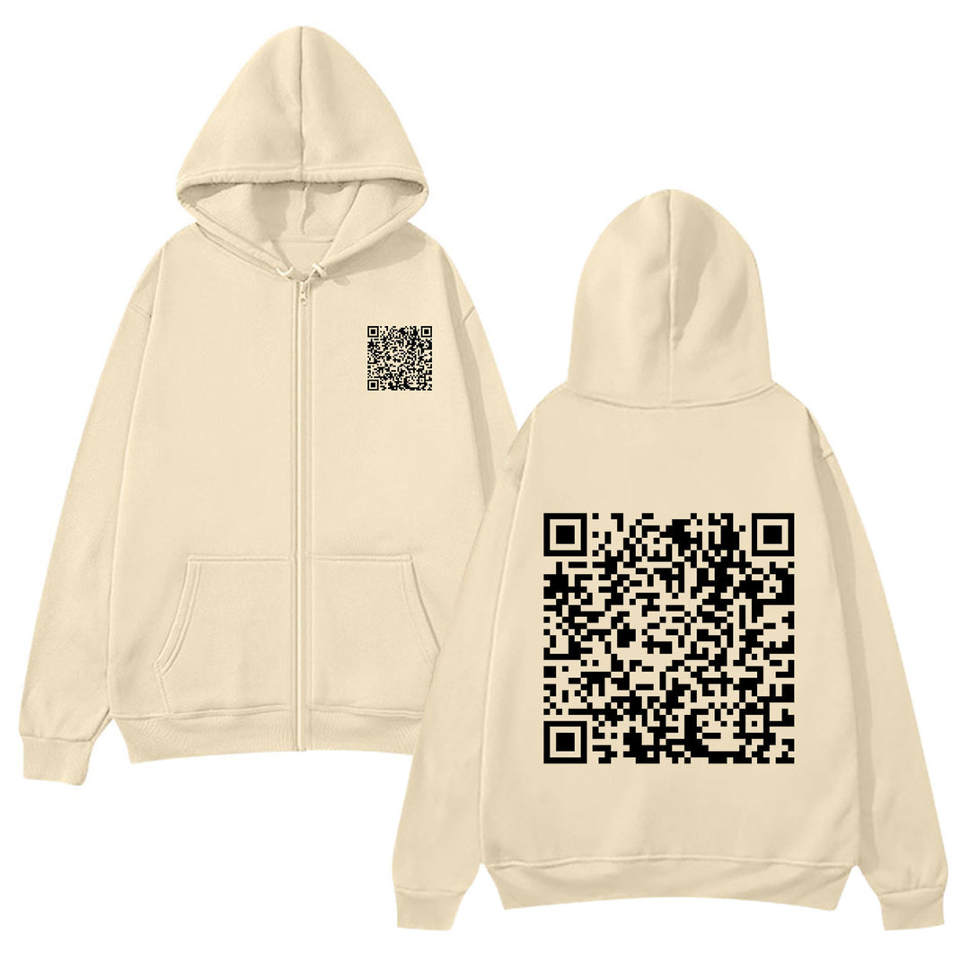 Women's hoodie jacket with QR code design and soft fleece Lune London