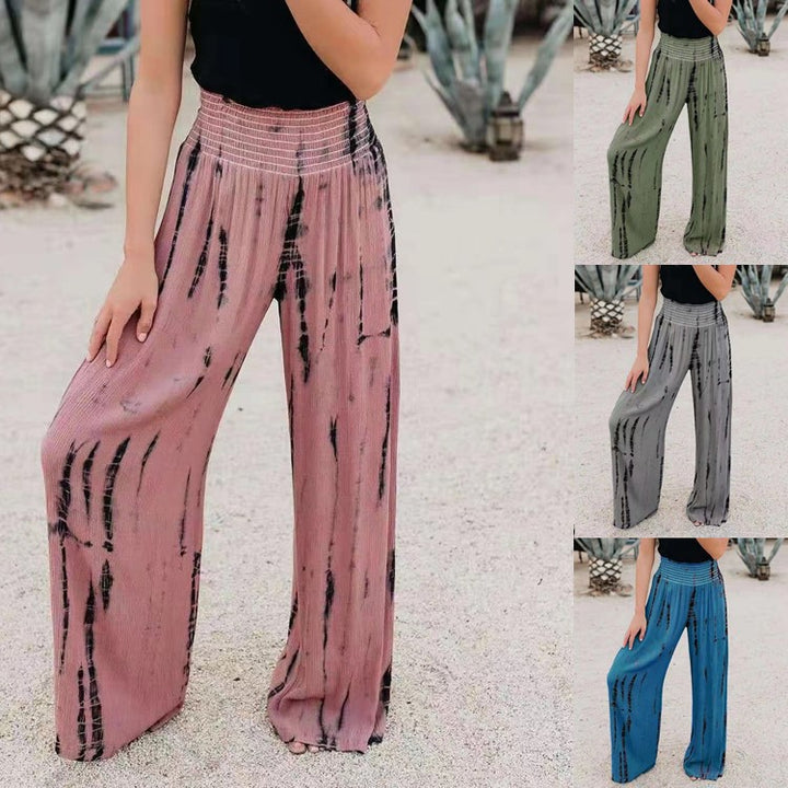 Loose leisure pants for women with elastic waist and striped pattern Lune London