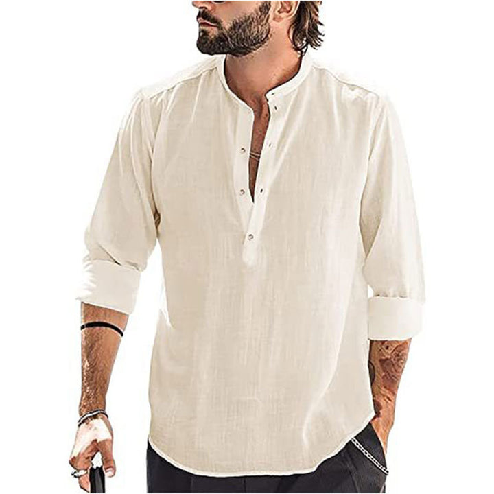 Casual long sleeve shirt for men with button placket and high collar Lune London