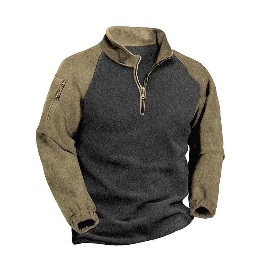 Fleece pullover for men with high collar and stand-up collar Lune London
