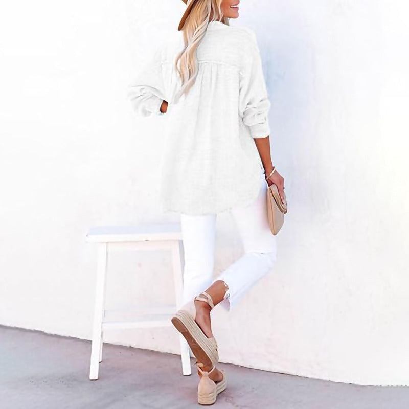 Femme Chemise oversize décontractée avec patte de boutonnage Chic und Stil