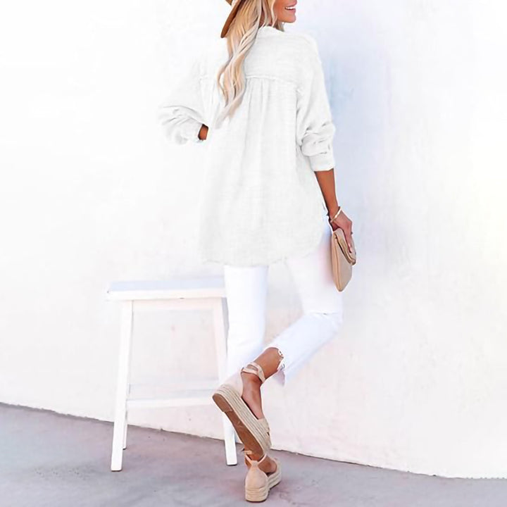 Femme Chemise oversize décontractée avec patte de boutonnage Chic und Stil