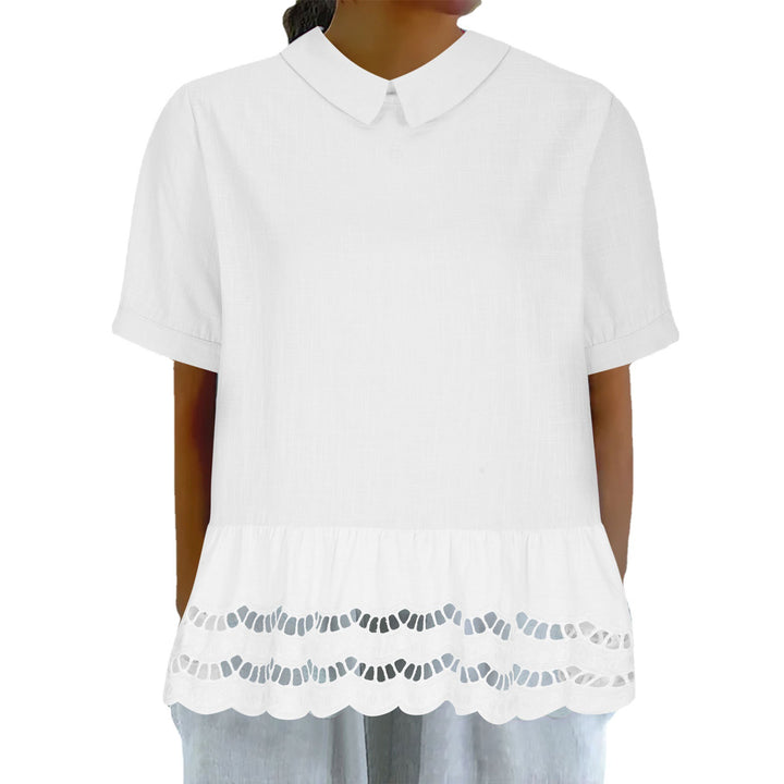 Ladies Chic Peplum Blouse Embroidered Lune London
