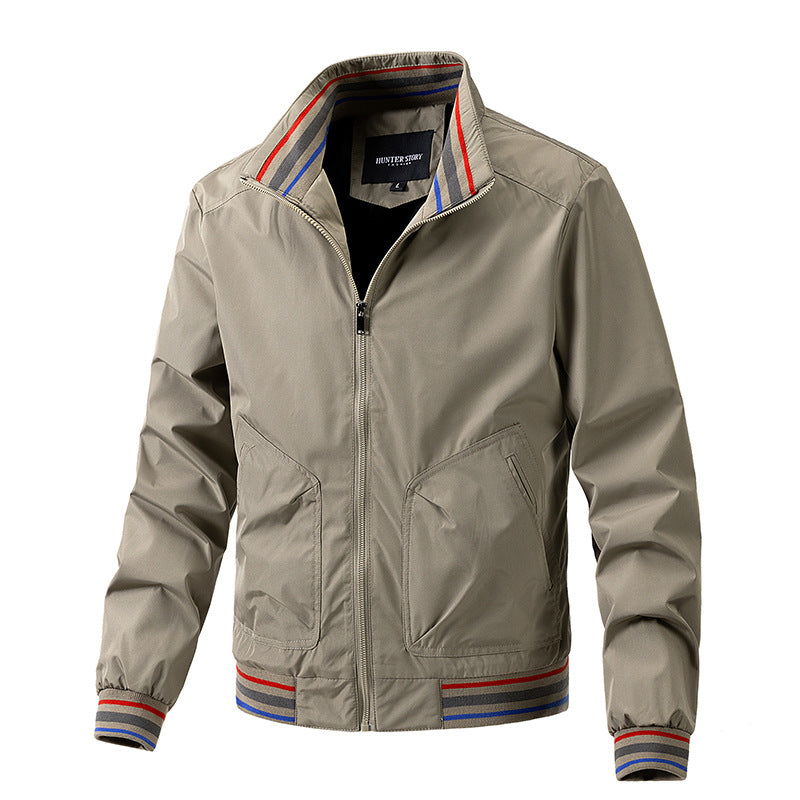 Fashionable men's bomber jacket with contrasting elements and a high collar Lune London