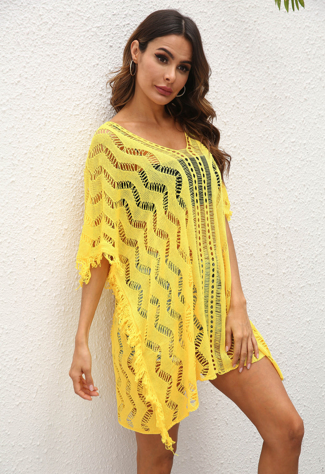 Ladies Breezy Crochet Beach Cover Poncho Lune London