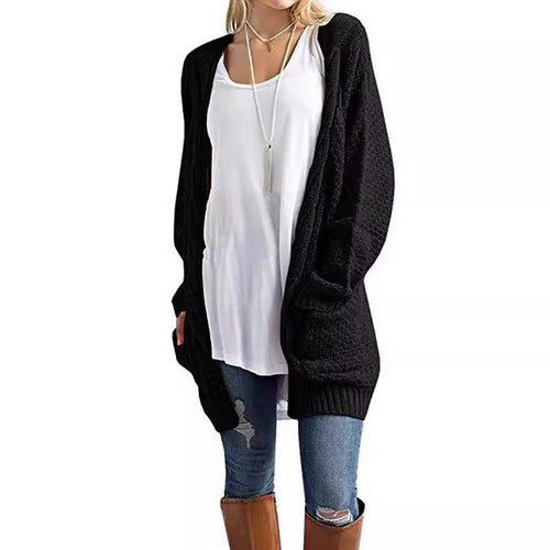 Ladies comfortable knit cardigan with pockets and twisted pattern Lune London