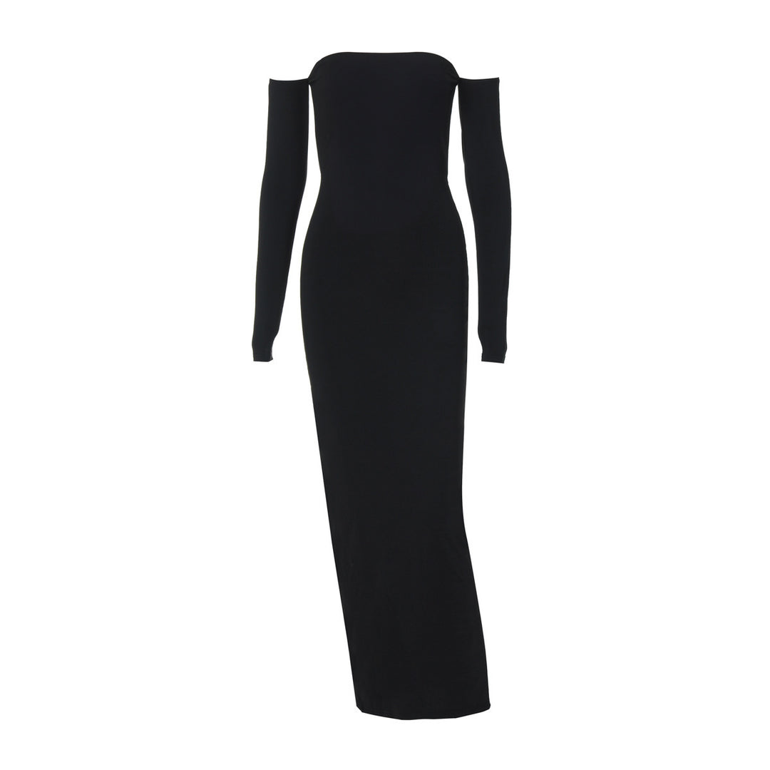 Ladies Elegant long dress with off-shoulder design and long sleeves Lune London